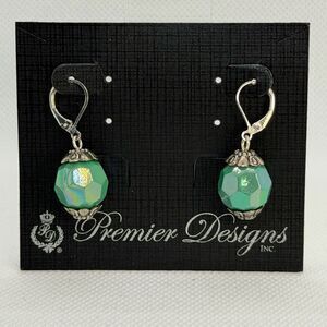 3For$20 Premier Designs Green Bead Drop Dangle Earrings